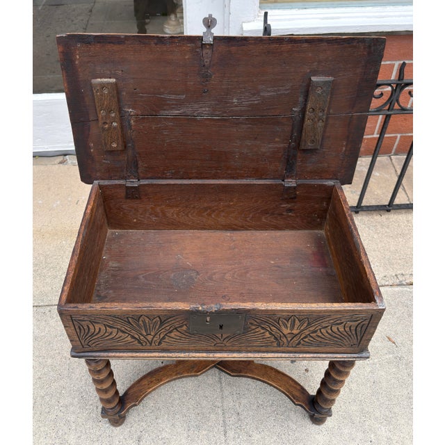18th Century Antique 18th C Carved Walnut Bible Box Side Table For Sale - Image 5 of 6