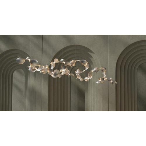 Dune 6 Vertical Cluster Chandelier in Silver Anodized Aluminum by Moss Objects For Sale - Image 14 of 17