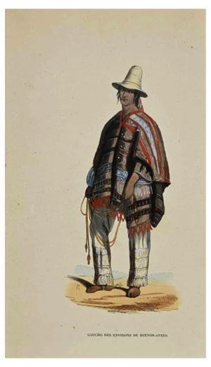 Auguste Wahlen, Gaucho des Environs de Buenos-Aires, Lithograph, 1844