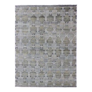Gray Geometric Scandinavian Piled Rug by Keivan Woven Arts , 9'2 X 11'10 For Sale
