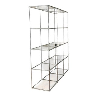 Mid-Century Space Age Display Shelving in Chrome-Plated Metal and Glass Eyeball For Sale