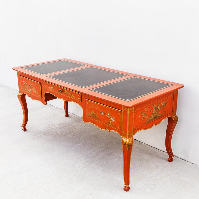 Chinoiserie Vintage French Regency Chinoiserie Writing Desk by Baker, 1980s For Sale - Image 3 of 15