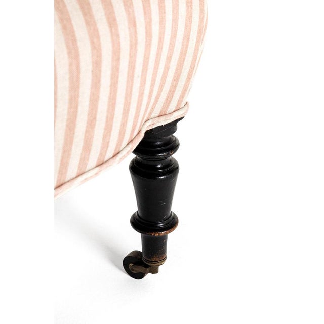 French Pink Striped Linen Armchair For Sale - Image 11 of 13