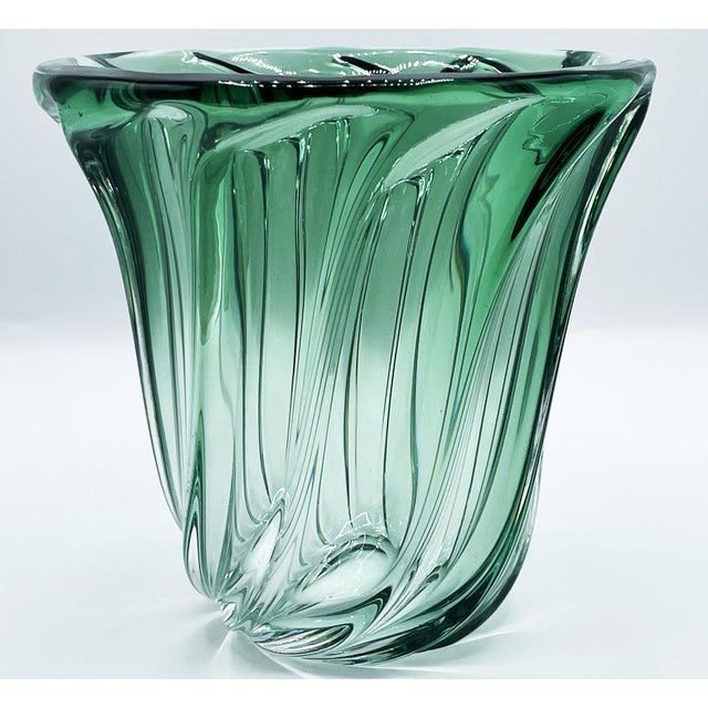 Green Crystal Vase by Val Saint Lambert, 1960s For Sale - Image 12 of 14