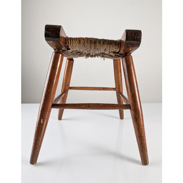 Rustic Wooden and Rush Tajo Stool, Spain, 1940s For Sale - Image 14 of 18