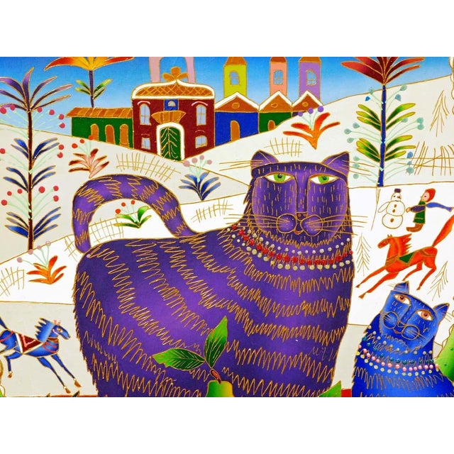 2000 - 2009 Yuri Gorbachev "Cat and Kitten Near Window in Winter" Oil and Gold Enamel Canvas For Sale - Image 5 of 8
