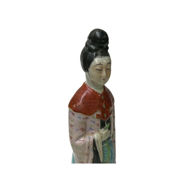 Vintage Oriental Ancient Style Dressing Ceramic Lady Art Figurine Ws4416 For Sale - Image 9 of 10