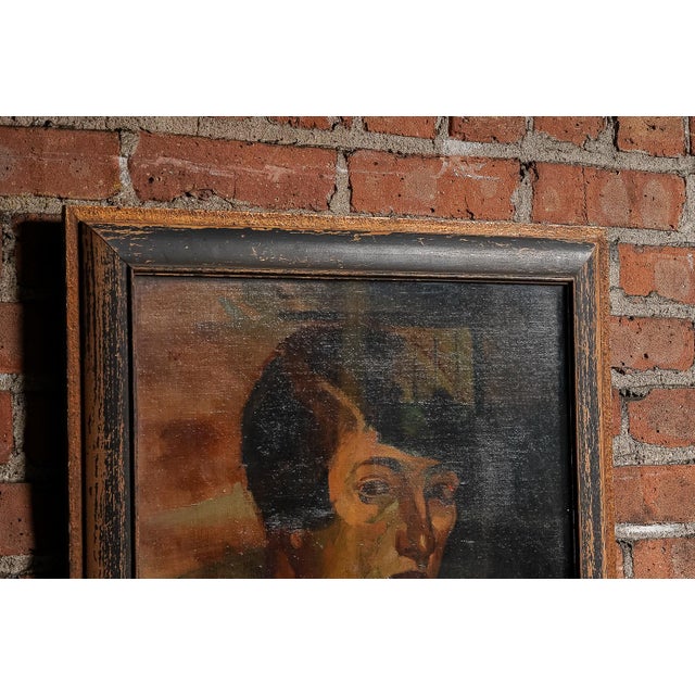1920s Early Painting of Woman, Oil on Framed Canvas by Salcia Bahnc For Sale - Image 4 of 7