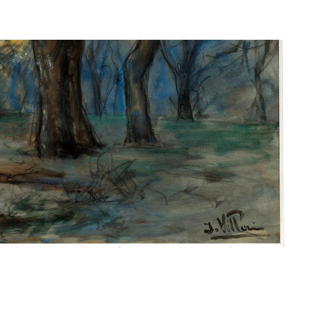 Beautiful watercolour landscape by french artist Jean Villeri. Mounted on a thick black frame. This piece has an...