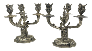 Antique Silver Candlesticks, Set of 2