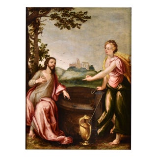After Ludovico Pozzoserrato, Christ the Samaritan, 1600, Oil on Board For Sale