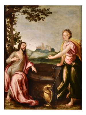 After Ludovico Pozzoserrato, Christ the Samaritan, 1600, Oil on Board