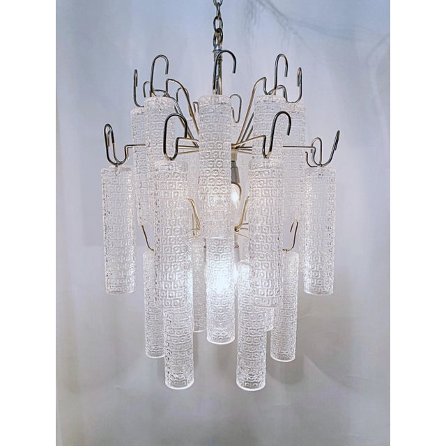 1970s Vintage Murano Style Chandelier With Hand Blown Glass Tubes For Sale - Image 10 of 13