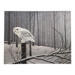 1980s Daniel Pierce Ltd. Ed. Print Signed & Numbered 'Silent Owl" Snowy Owl Rare HTF For Sale