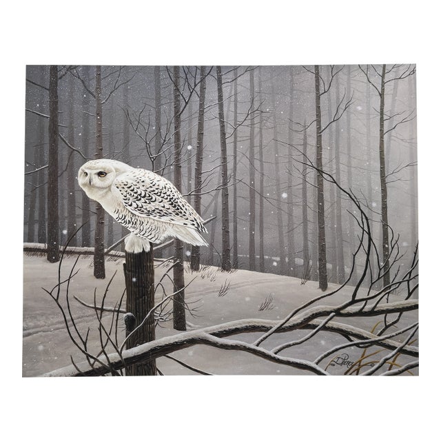 1980s Daniel Pierce Ltd. Ed. Print Signed & Numbered 'Silent Owl" Snowy Owl Rare HTF For Sale