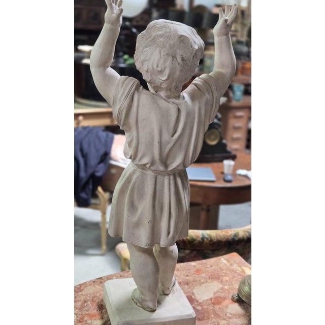 Large Plaster Sculpture of Putto with Raised Arms For Sale - Image 4 of 5