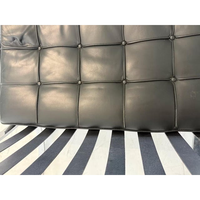 Black Leather Barcelona Chair by Ludwig Mies van der Rohe for Knoll Inc. For Sale - Image 8 of 16