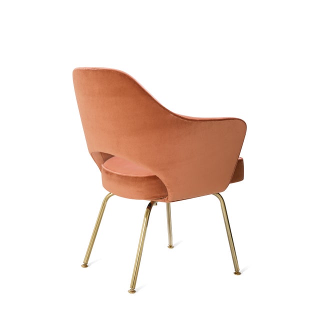 Late 20th Century Saarinen Executive Arm Chair in Rust Velvet, Gold Edition For Sale - Image 5 of 8