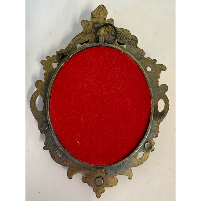 Mid 20th Century Vintage Petite Italian Fancy Gilt Metal Framed Print For Sale - Image 5 of 6