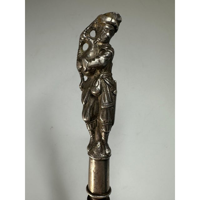 17th Century Renaissance Dutch Solid Silver Figural Knife & Fork Set for your consideration. The knife measures approx. 8...
