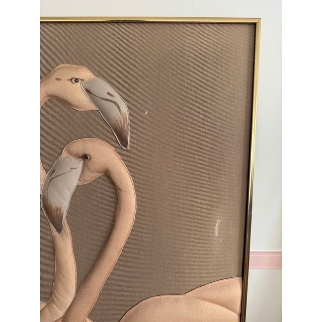 1980 Flamingo Fabric Artwork For Sale - Image 4 of 5
