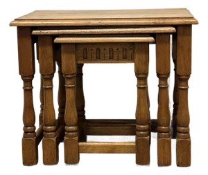 Vintage English Oak Nest of Tables