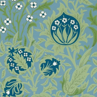 Morris & Co Elmcote Wallpaper in Dearle Blue For Sale