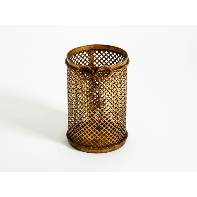 Mid-Century Modern Mid-Century Modern Italian Regency Gilt Metal Waste Paper Bin from Li Puma, 1960s For Sale - Image 3 of 18
