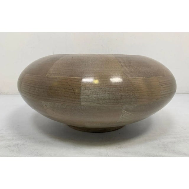 Huge 17" Diameter Carved Wooden Bowl With Painted Interior For Sale - Image 4 of 12