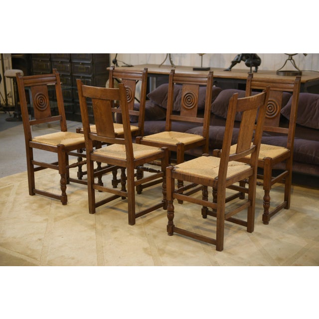 Beige Brutalist Oak Chairs, 1950s, Set of 6 For Sale - Image 8 of 15