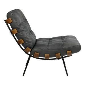 Matthew Izzo Home Leather and Wood Mid Century Style Langdon Chair