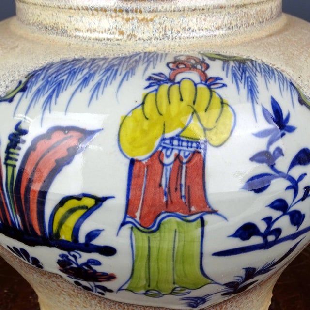 Early 20th Century Chinese Vintage Ceramic Pot,Blue and White Famille Verte Porcelain Jar Hand Painted Figures Pattern For Sale - Image 5 of 7