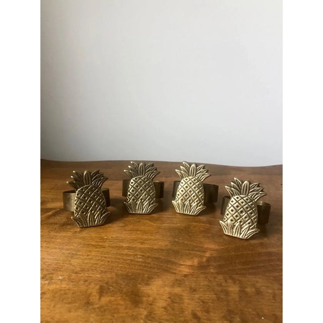 Brass Pineapple Napkin Rings- Set of 4 For Sale - Image 6 of 6