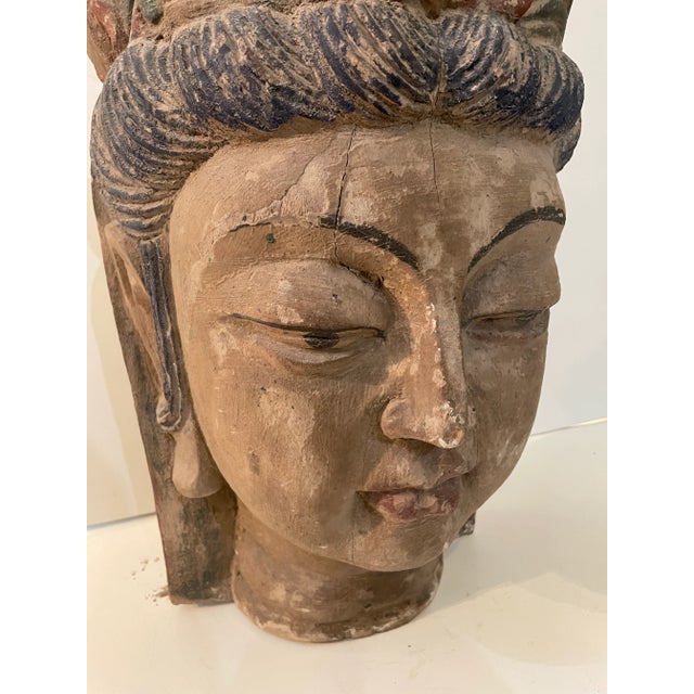 1960s Vintage Large Wood Guanyin Sculpture For Sale - Image 5 of 11