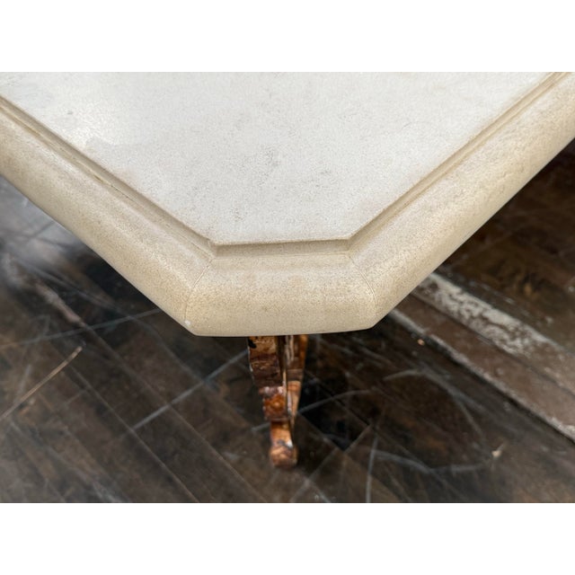 White Kreiss Magellan Limestone Top Coffee Table For Sale - Image 8 of 12