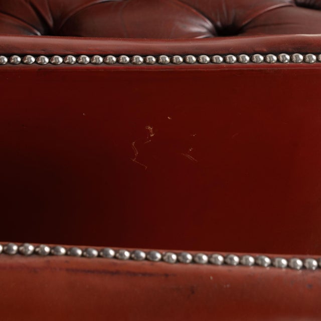 Pair of 20th Century Danish Oxblood Leather Chesterfield Wingback Club Chairs For Sale - Image 12 of 18