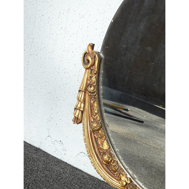 Vintage French Provincial Round Gold Ornate Wall Mantle Mirror For Sale - Image 11 of 15