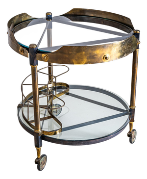 Brass and Glass Bar Cart, Italy, Mid-20th Century