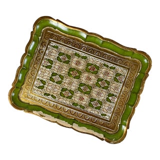 Vintage Handmade Italian Florentine Gold Leaf Serving Tray For Sale