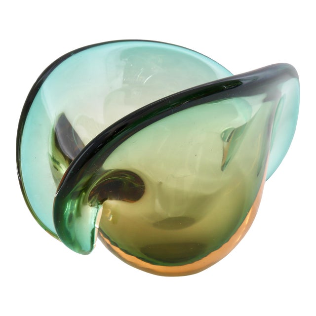 Italian Murano Glass Clam Shell Vase For Sale