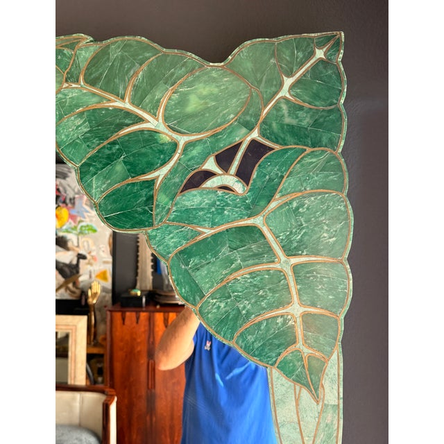 Maitland - Smith 1980s Tessellated Green Stone Monstera Leaf Wall Mirror For Sale - Image 4 of 12