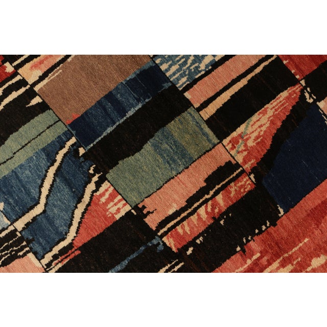 Rug & Kilim Geometric Abstract Rug Red and Blue Modern Pattern For Sale - Image 4 of 5