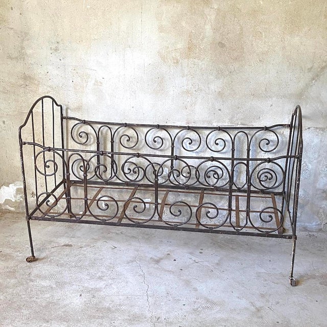 Vintage Wrought Iron Bench, 1950s For Sale - Image 9 of 9