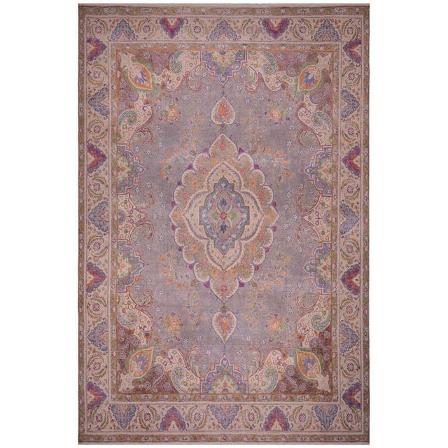 1990's Vintage Gray/Tan Wool Rug - 9'7'' X 12'5'' For Sale - Image 10 of 10