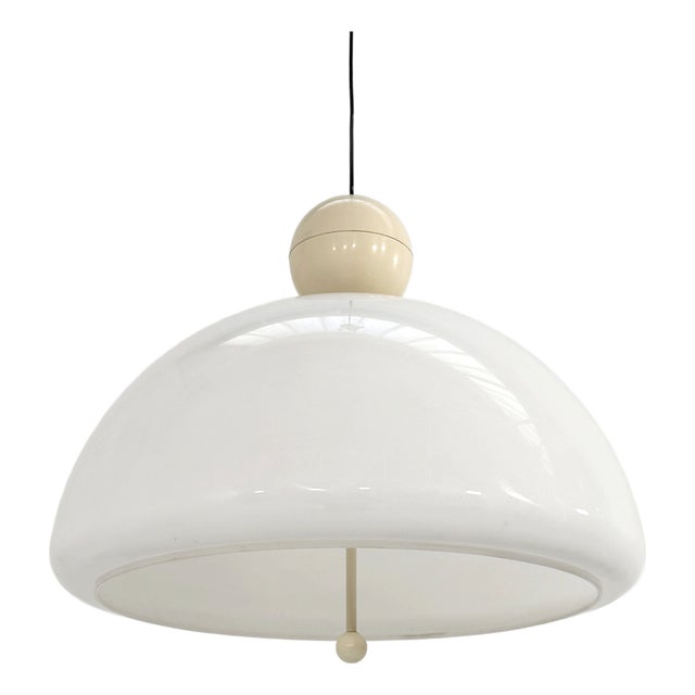 White Latch Pendant Light by Elio Martinelli for Martinelli Luce, 1970s For Sale