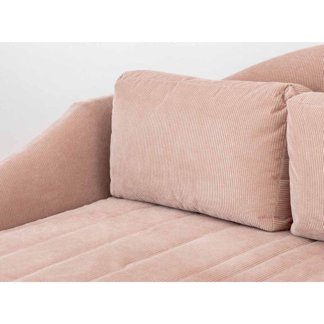 Blush Pink Ribbed Velvet Upholstered Daybed For Sale - Image 4 of 8