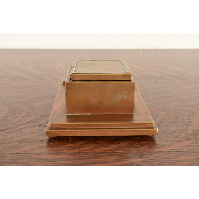 Silver Crest Arts & Crafts Sterling Silver on Bronze Inkwell For Sale - Image 9 of 12