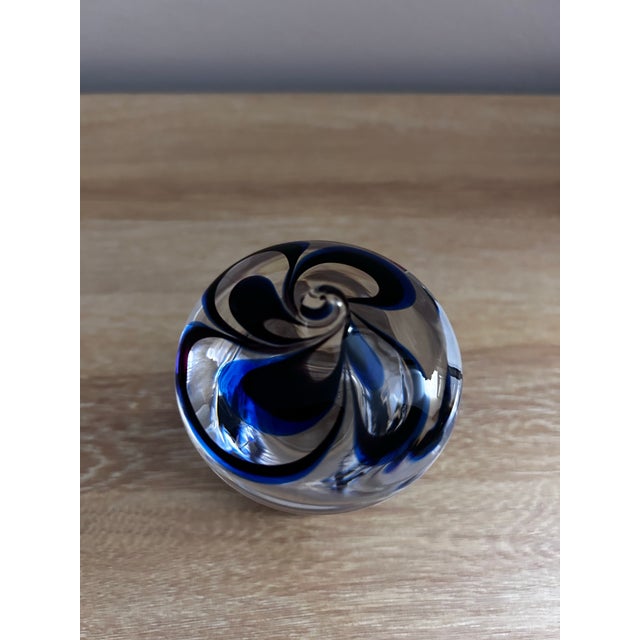 Mid-Century Modern Mid 20th Century Signed Goran Warff for Kosta Boda Blue Glass Objet "Jewel #7" For Sale - Image 3 of 5