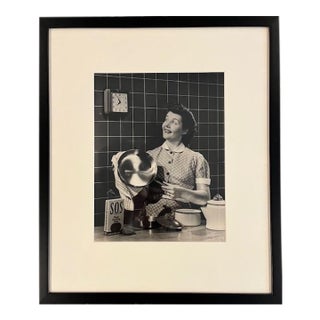 Vintage B/W 'Happy Housewife' Photo For Sale