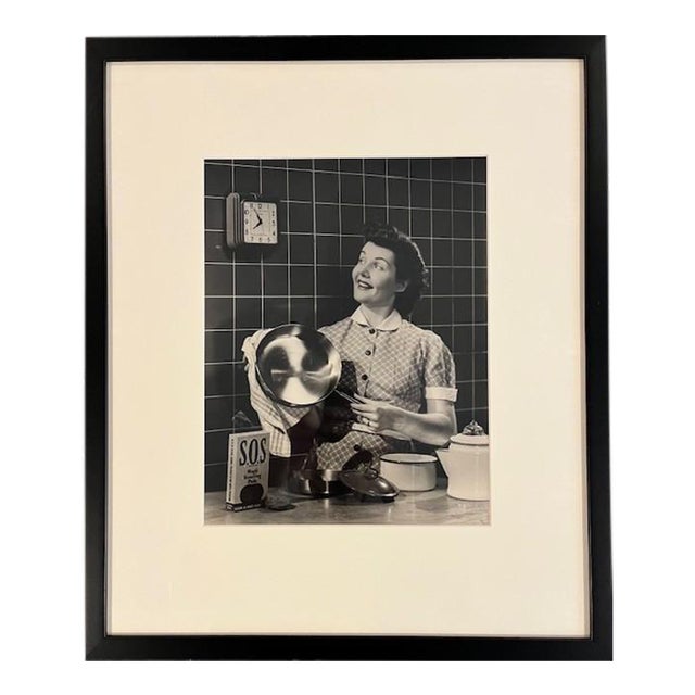 Vintage B/W 'Happy Housewife' Photo For Sale